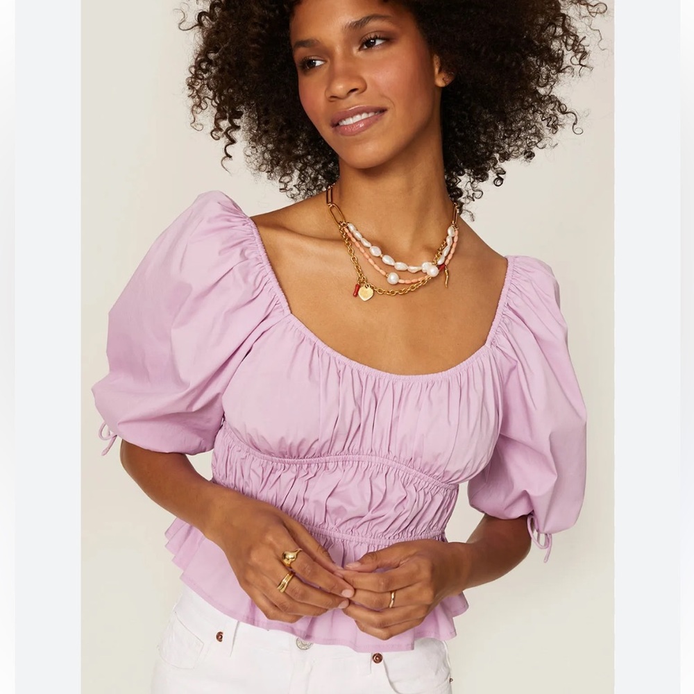 Staud Pink Women's Top puff sleeve